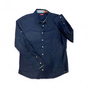 Izod Dark Blue Casual Button Down Shirt size L